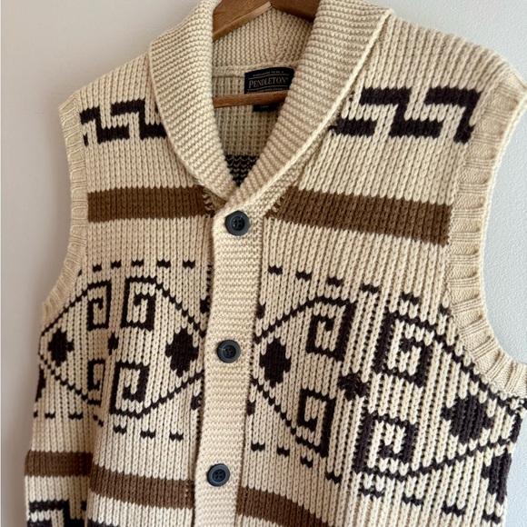 Pendleton Cream and Brown Knit Vest - Picture 5 of 6